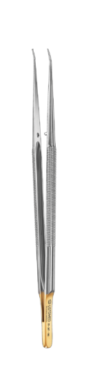 Мікропінцет хірургічний, 18 см вигнутий, 1×2 тонких зубців
